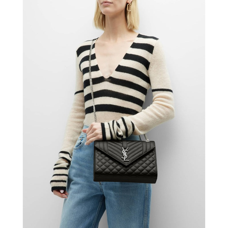 Bolsa Crossbody Envelope Triquilt Medium YSL in Grained