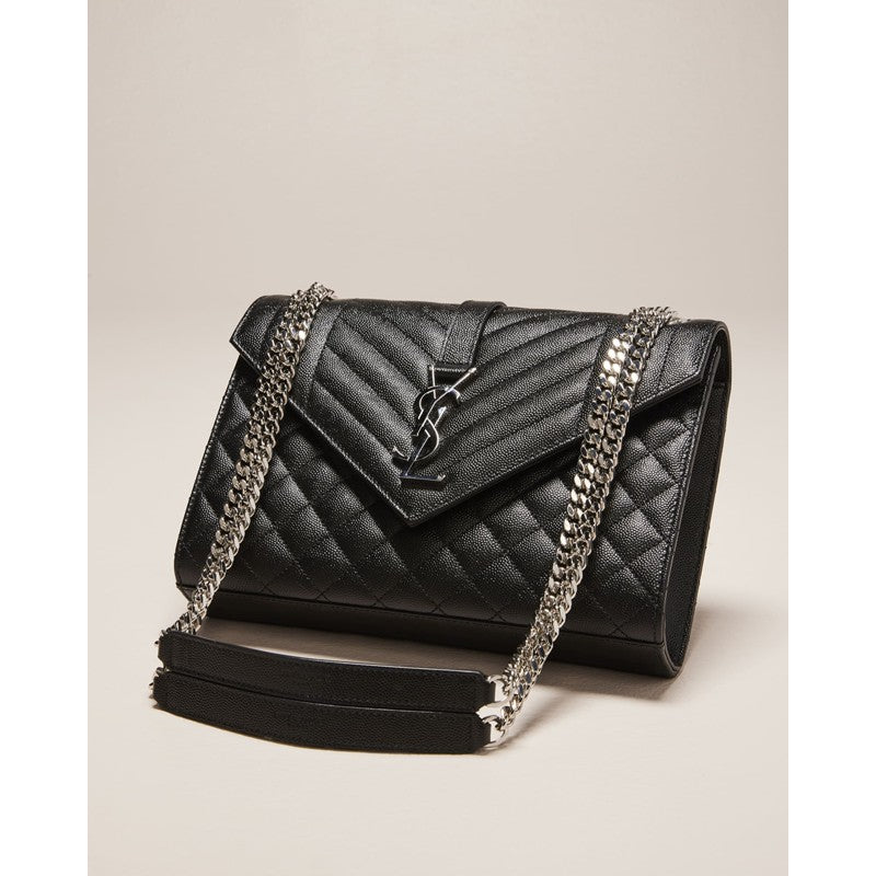 Bolsa Crossbody Envelope Triquilt Medium YSL in Grained