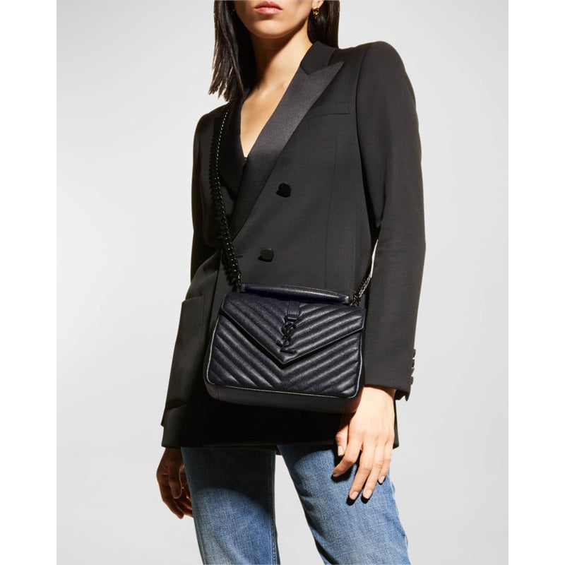 Bolsa Crossbody College Medium Flap YSL in Quilted