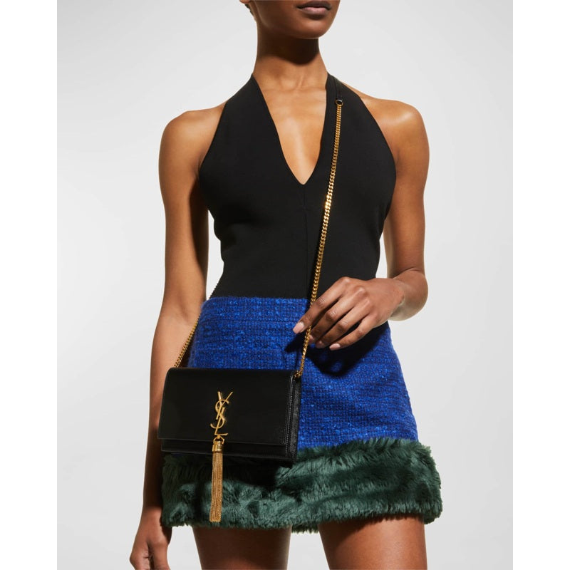 Bolsa Crossbody Kate Tassel YSL on Chain in Grained
