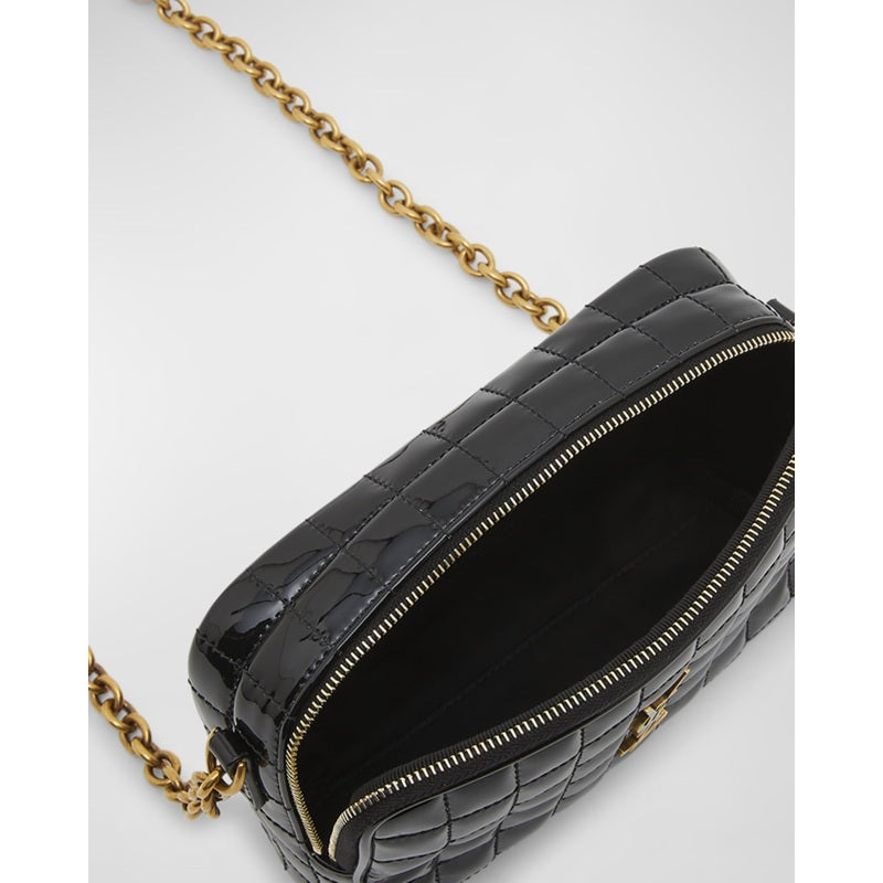 Bolsa Crossbody Cassandre Mini YSL Camera in Quilted Patent