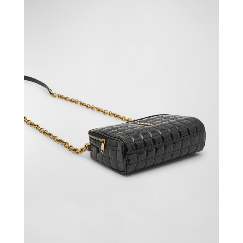 Bolsa Crossbody Cassandre Mini YSL Camera in Quilted Patent