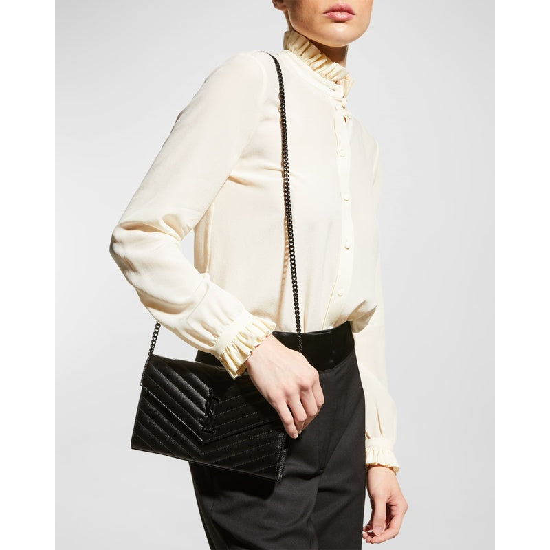 Bolsa Crossbody YSL Monogram Large on Chain in Grained