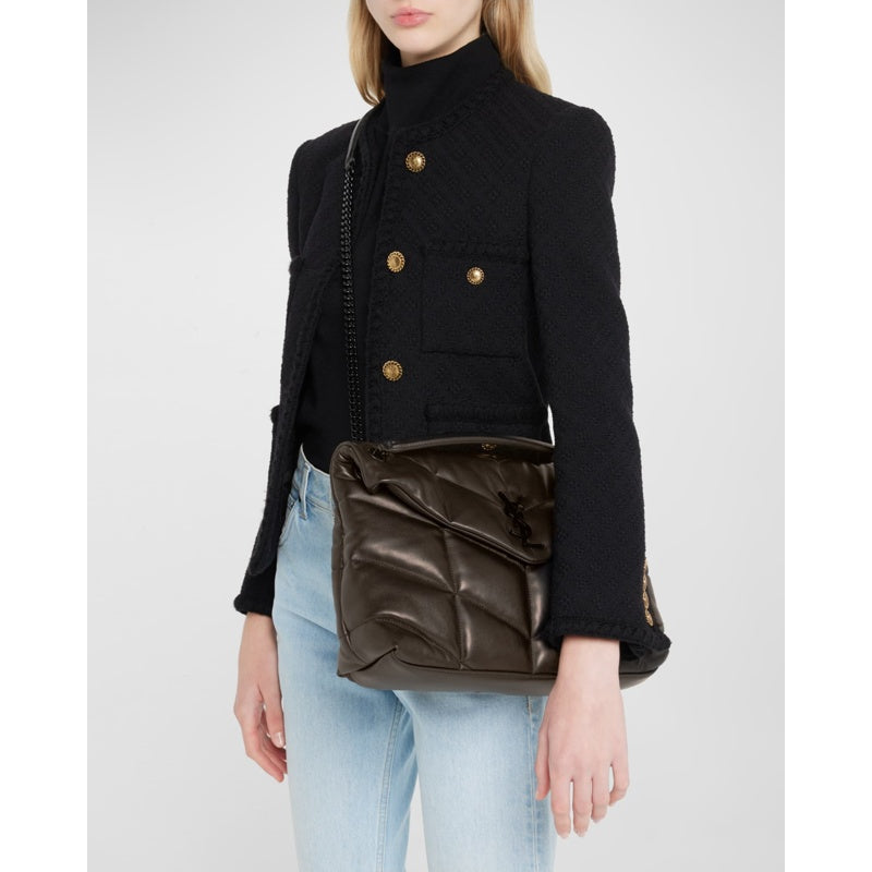 Bolsa Shoulder Lou Puffer Medium YSL in Quilted