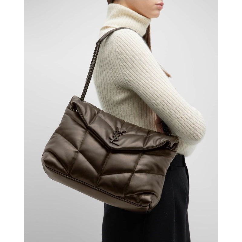 Bolsa Shoulder Lou Puffer Medium YSL in Quilted