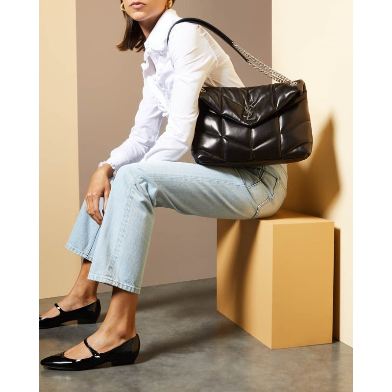 Bolsa Shoulder Lou Puffer Medium YSL in Quilted