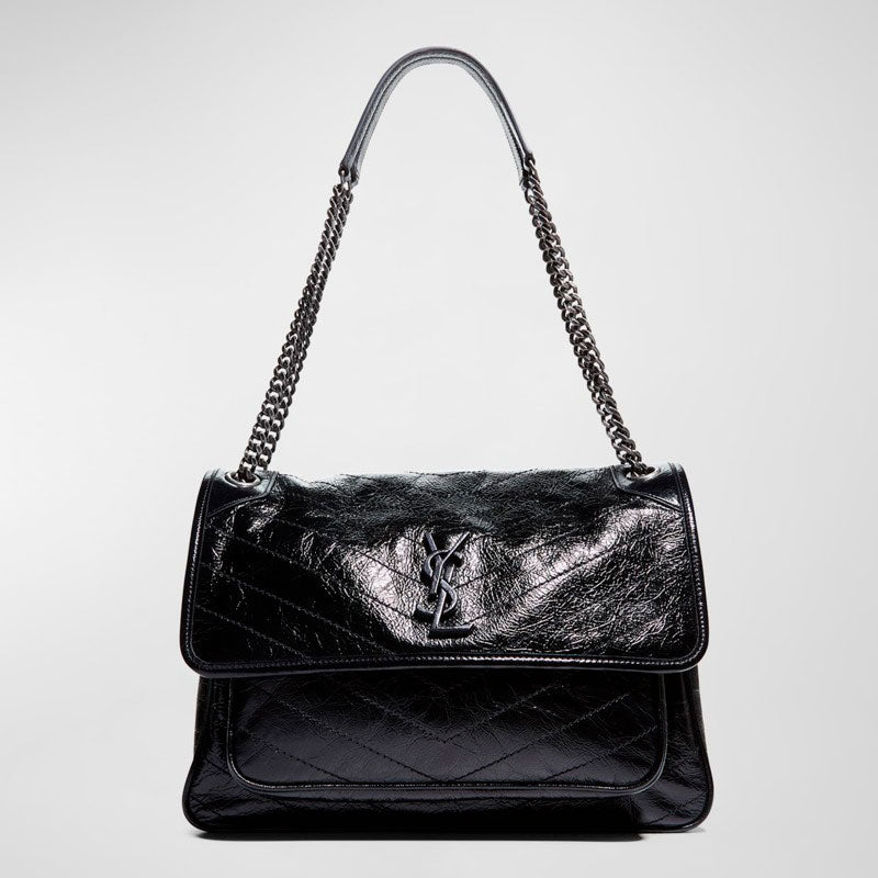 Bolsa Shoulder Niki Large Flap YSL in Crinkled - Mercado de Luxo - O Maior E-Commerce de Bens, Produtos e Serviços de Luxo do Brasil.