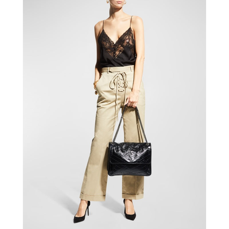 Bolsa Shoulder Niki Large Flap YSL in Crinkled
