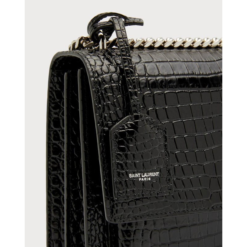 Bolsa Shoulder Sunset Medium YSL in Croc-Embossed