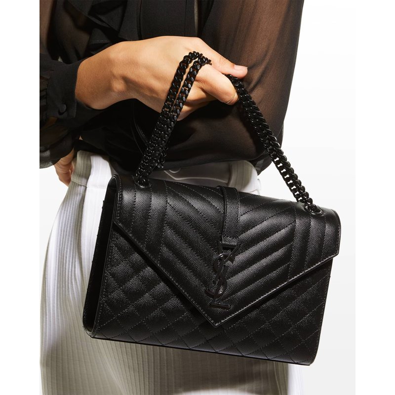 Bolsa Shoulder Envelope Triquilt Medium YSL in Grained