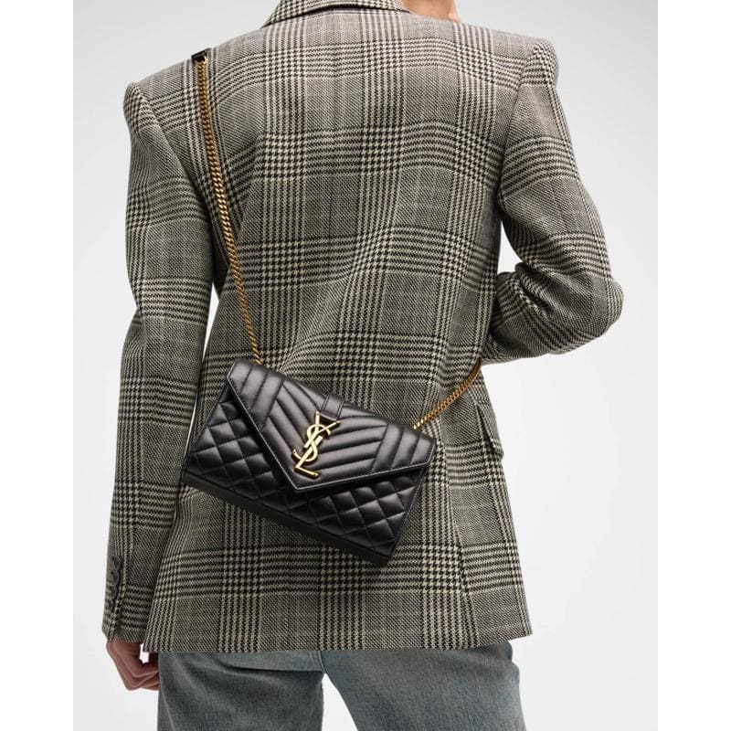 Bolsa Shoulder Envelope Triquilt Small YSL in Smooth