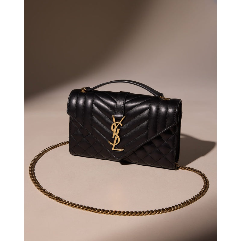Bolsa Shoulder Envelope Triquilt Small YSL in Smooth