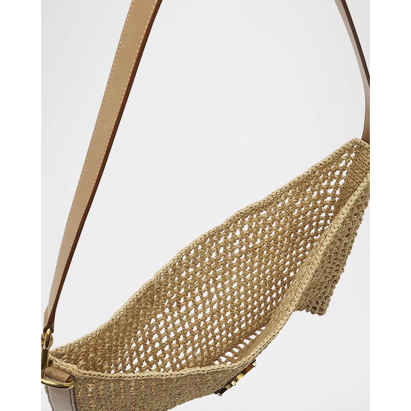 Bolsa Shoulder Oxalis YSL Monogram in Raffia with Bronze Hardware