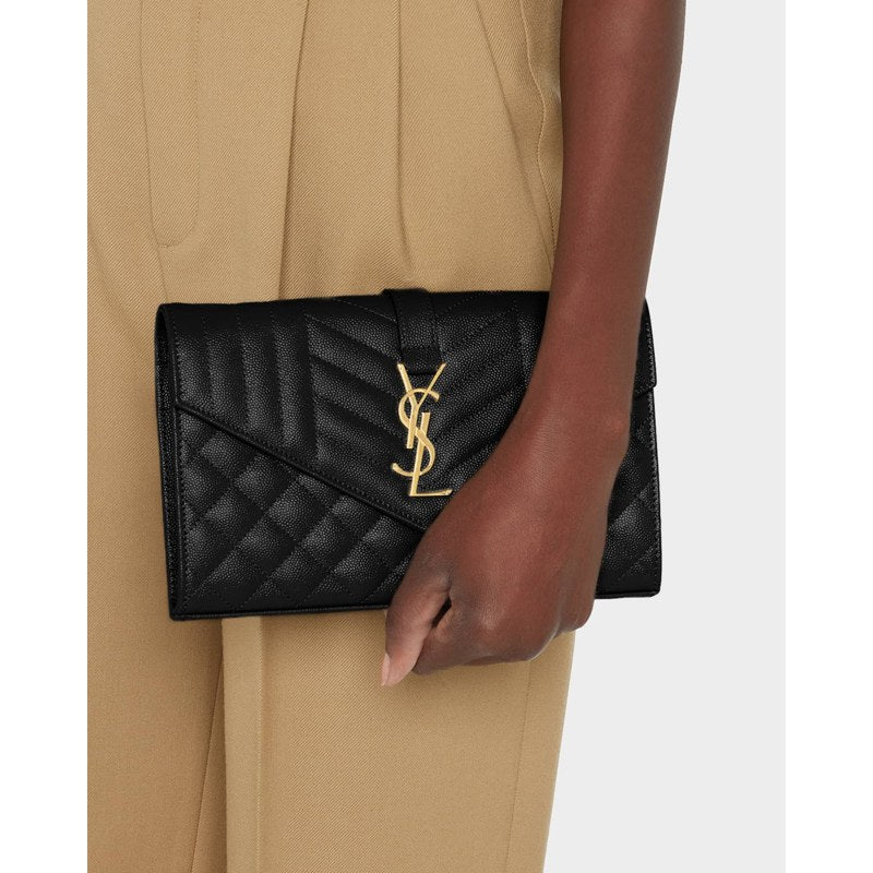 Bolsa Clutch Envelope Flap YSL in Grained
