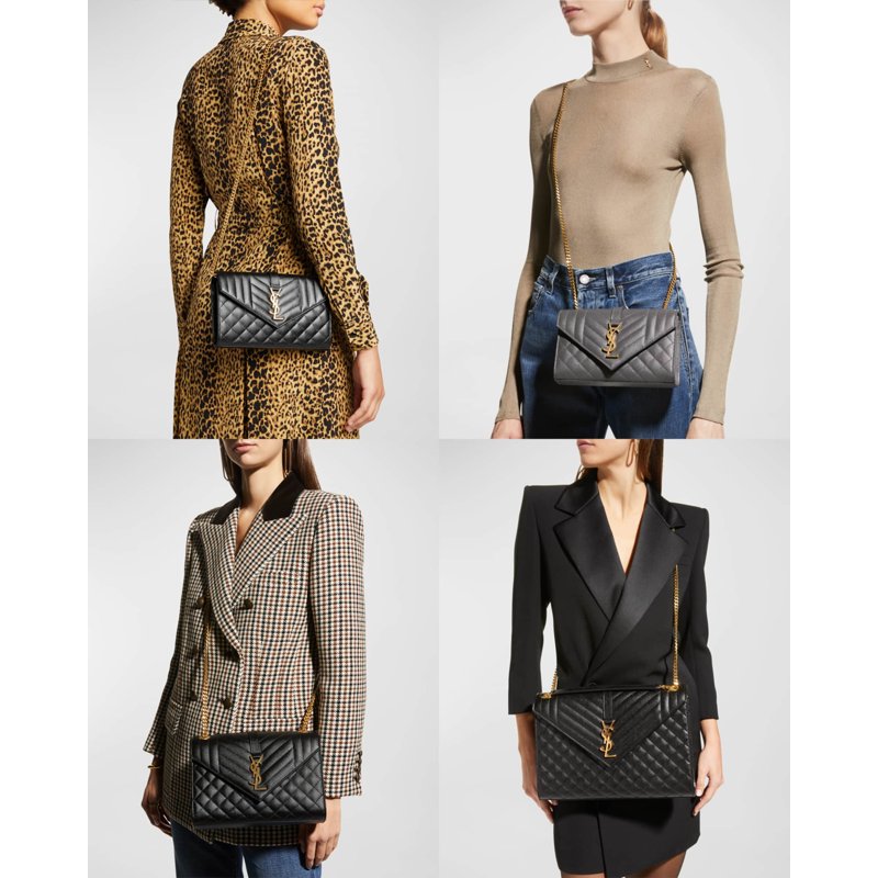Bolsa Clutch Envelope Flap YSL in Grained