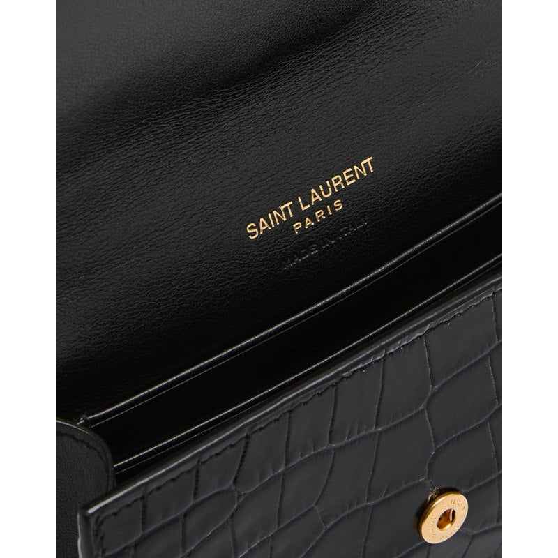 Bolsa Wallet YSL Monogram Small on Chain in Croc-Embossed