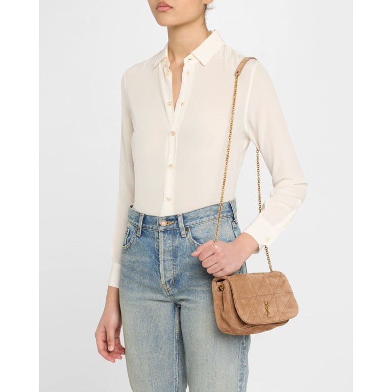 Bolsa Shoulder Jamie 4.3 Mini YSL Chain in Quilted Suede
