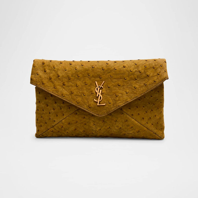 Bolsa Clutch Large YSL Envelope in Ostrich Nubuck - Mercado de Luxo - O Maior E-Commerce de Bens, Produtos e Serviços de Luxo do Brasil.