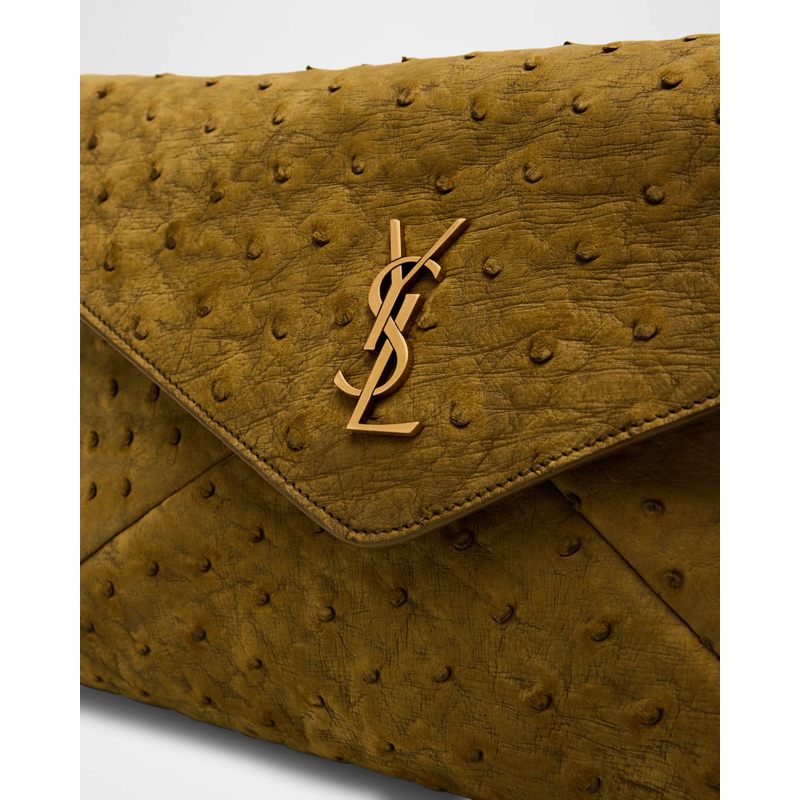 Bolsa Clutch Large YSL Envelope in Ostrich Nubuck