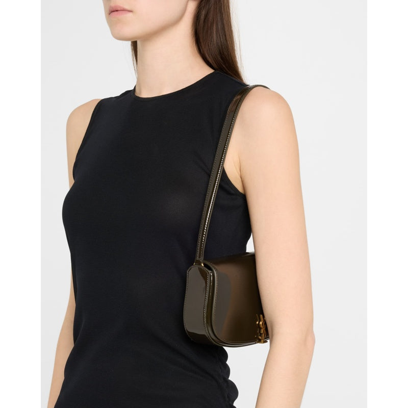 Bolsa Shoulder Mini YSL Flap in Patent