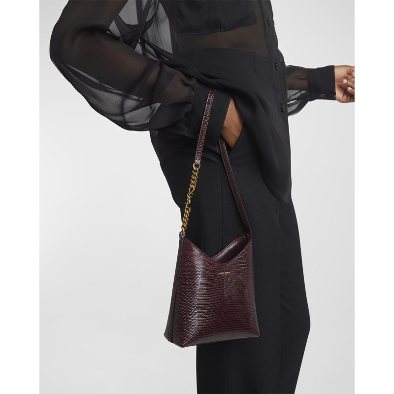 Bolsa Shoulder Mini in Shiny Lizard-Embossed