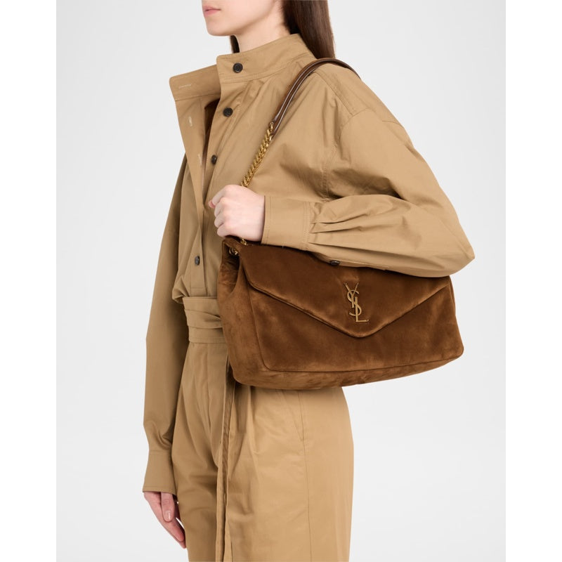Bolsa Shoulder Calypso Large YSL Chain in Suede