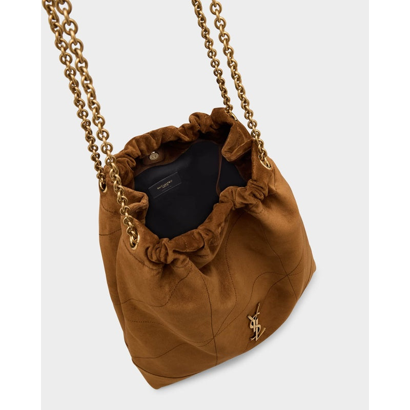 Bolsa Shoulder Jamie Large Pochon YSL in Quilted Suede