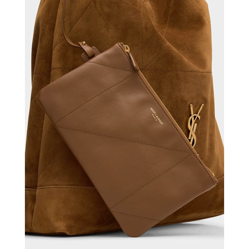 Bolsa Shoulder Jamie Large Pochon YSL in Quilted Suede