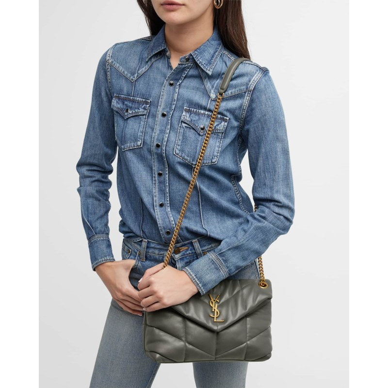 Bolsa Shoulder Lou Puffer Small YSL in Quilted