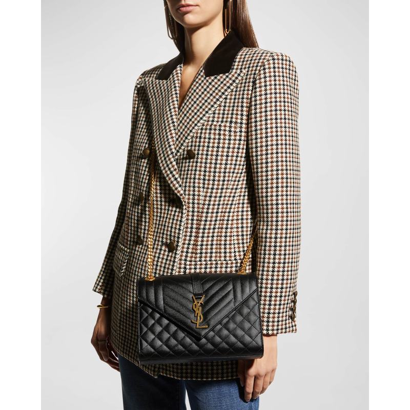 Bolsa Shoulder Envelope Triquilt Medium YSL in Grained