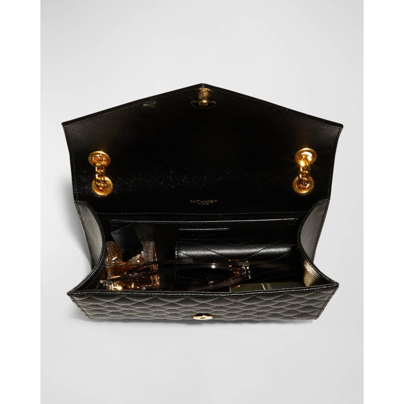 Bolsa Shoulder Envelope Triquilt Medium YSL in Grained