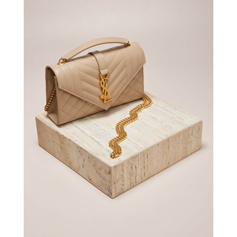 Bolsa Shoulder Envelope Triquilt Small YSL in Grained