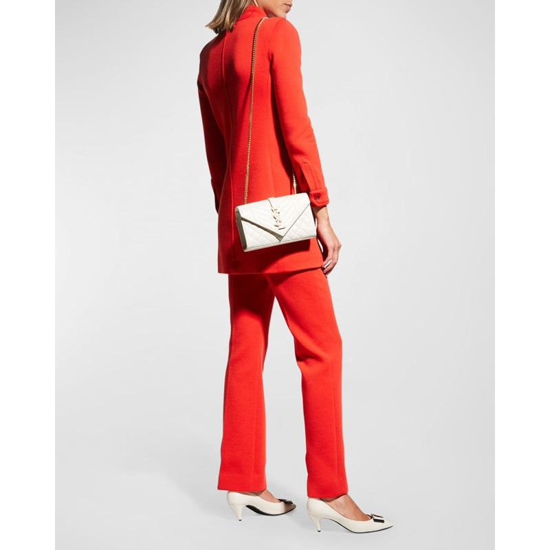Bolsa Shoulder Envelope Triquilt Small YSL in Grained