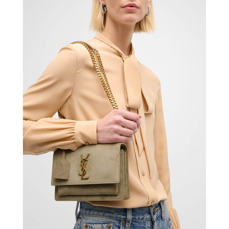 Bolsa Shoulder Sunset Small YSL in Suede