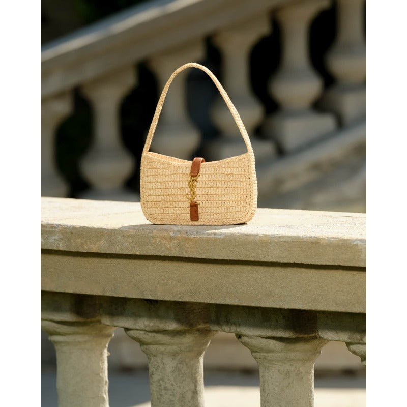 Bolsa Shoulder Le  5 A 7 Mini YSL in Raffia