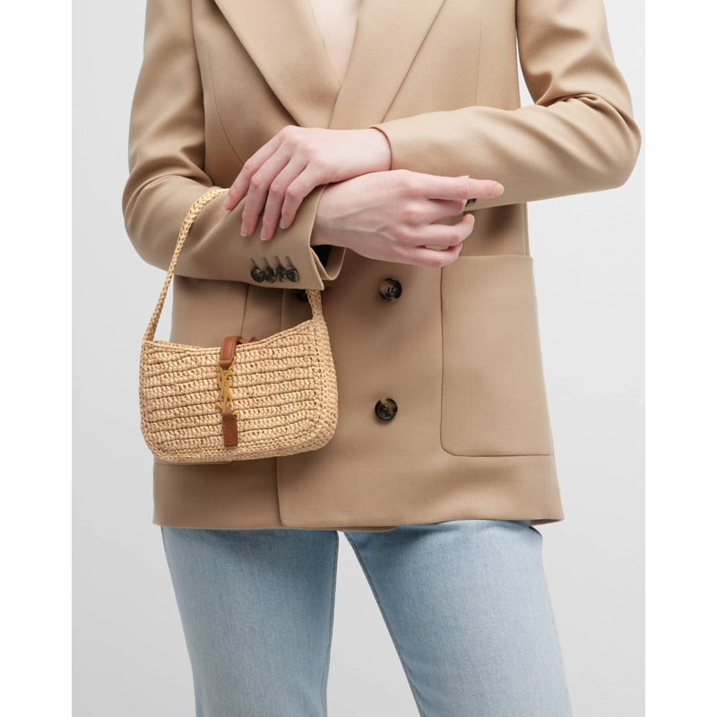 Bolsa Shoulder Le  5 A 7 Mini YSL in Raffia