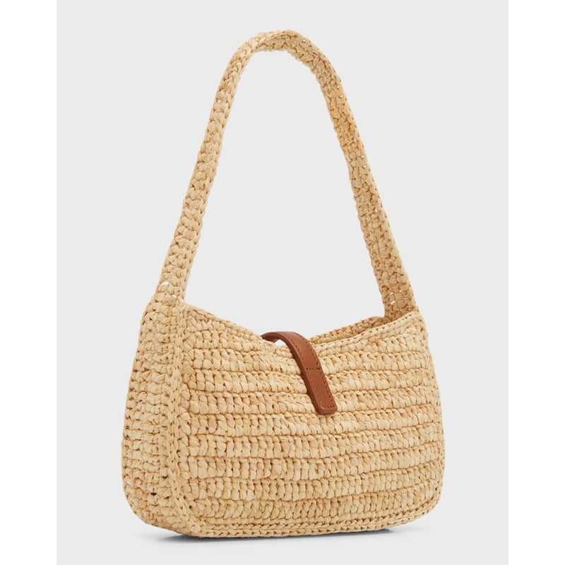 Bolsa Shoulder Le  5 A 7 Mini YSL in Raffia