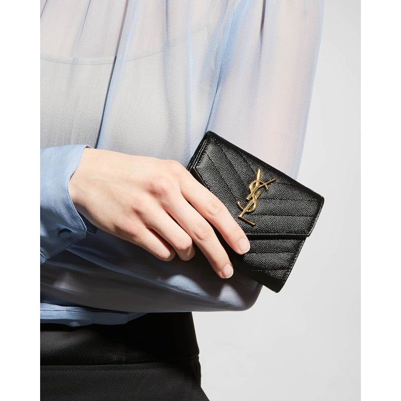 Bolsa Wallet YSL Monogram Trifold in Grained