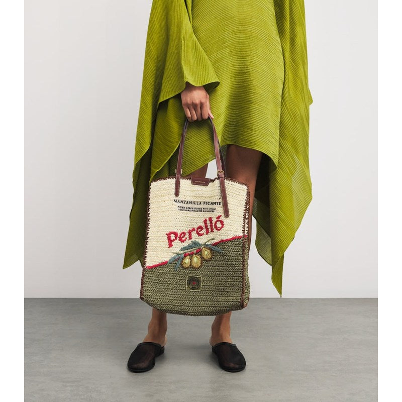Bolsa Tote Large -Raffia Olives