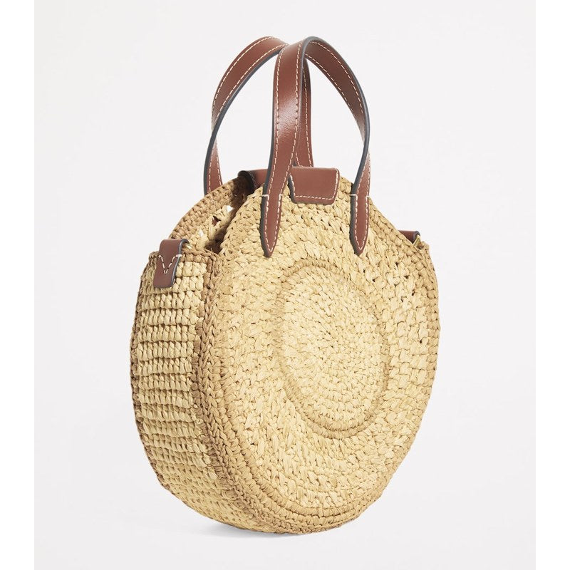 Bolsa Tote Small Raffia Round Bow