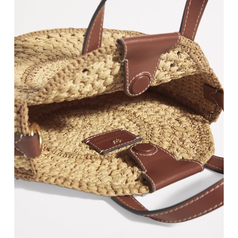Bolsa Tote Small Raffia Round Bow