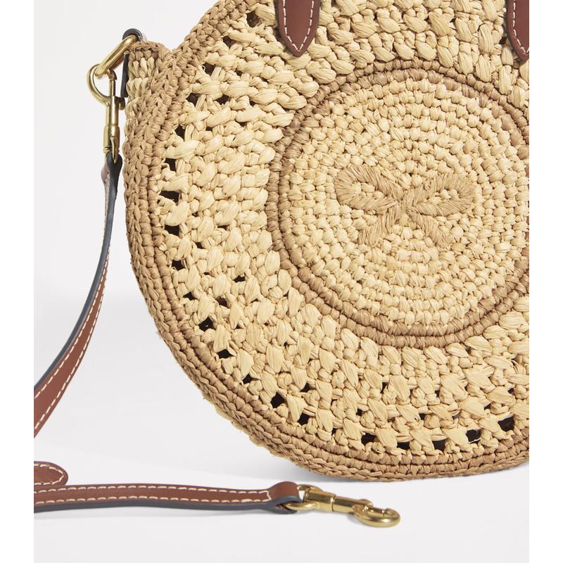 Bolsa Tote Small Raffia Round Bow