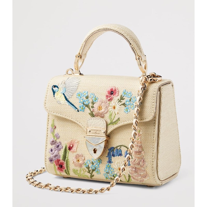 Bolsa Crossbody Mini Raffia Floral Embroidery Mayfair