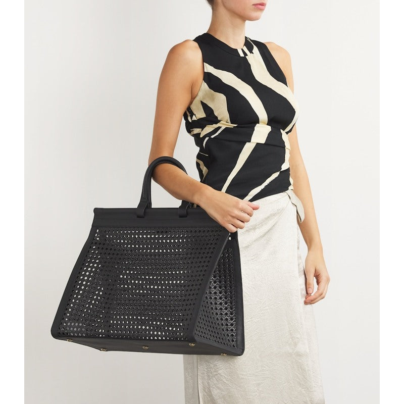 Bolsa Handle Midi Calfskin-Rattan Porto