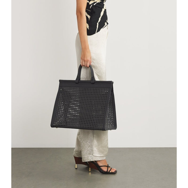 Bolsa Handle Midi Calfskin-Rattan Porto