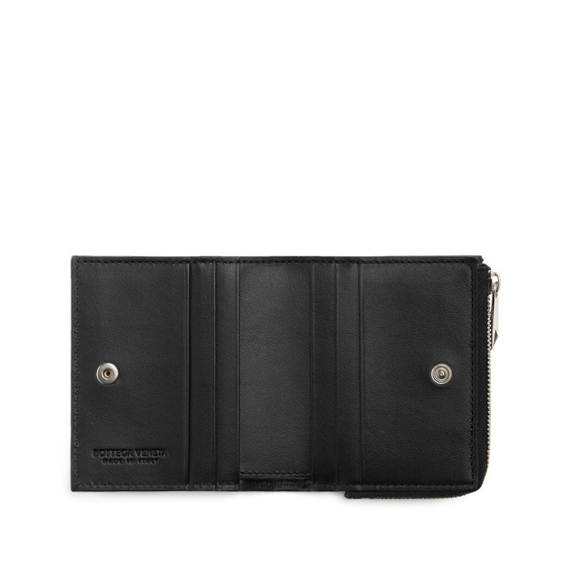 Bolsa Wallet Small Intrecciato Bifold Zipped