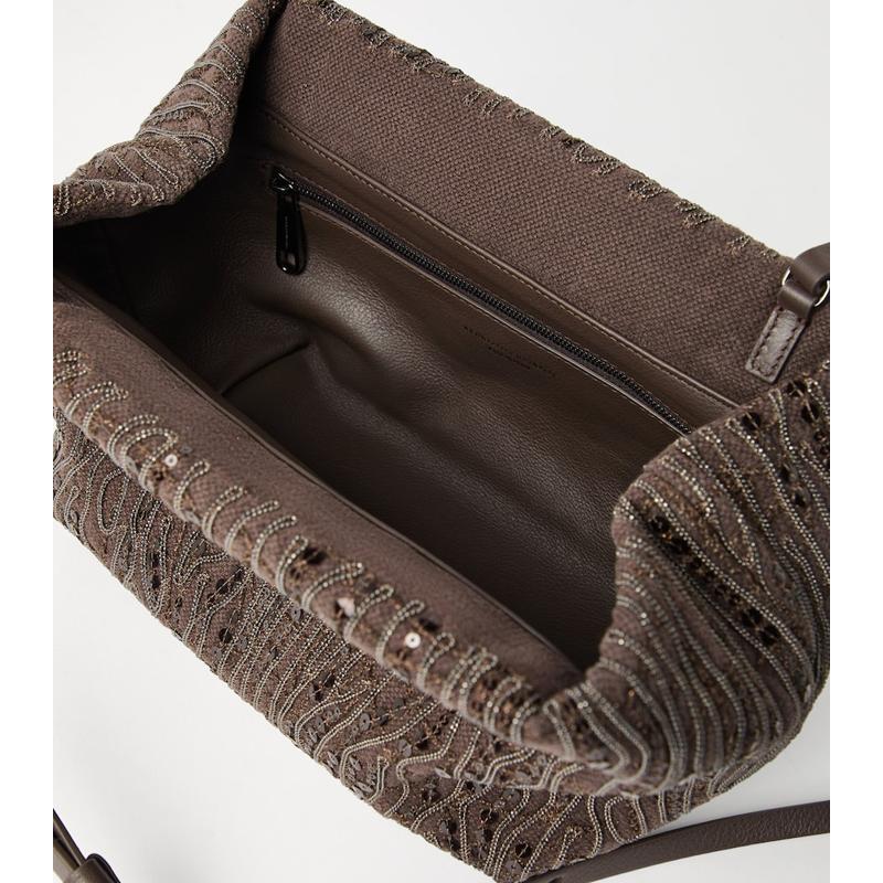 Bolsa Crossbody Cotton-Linen Embellished