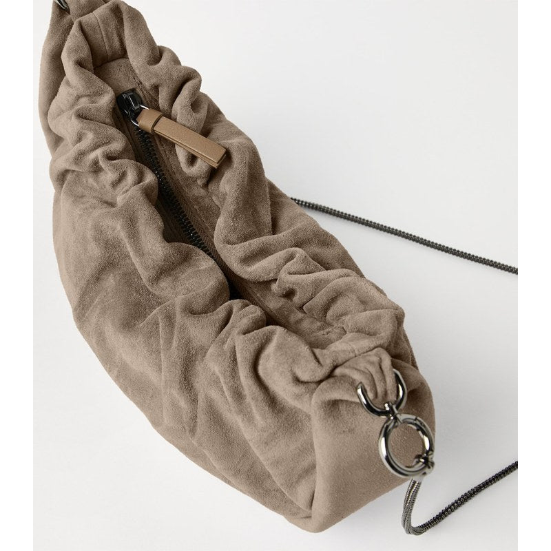 Bolsa Crossbody Suede Brioche