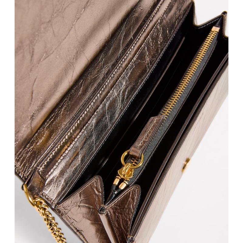 Bolsa Wallet Metallic Iconic Flap Chain