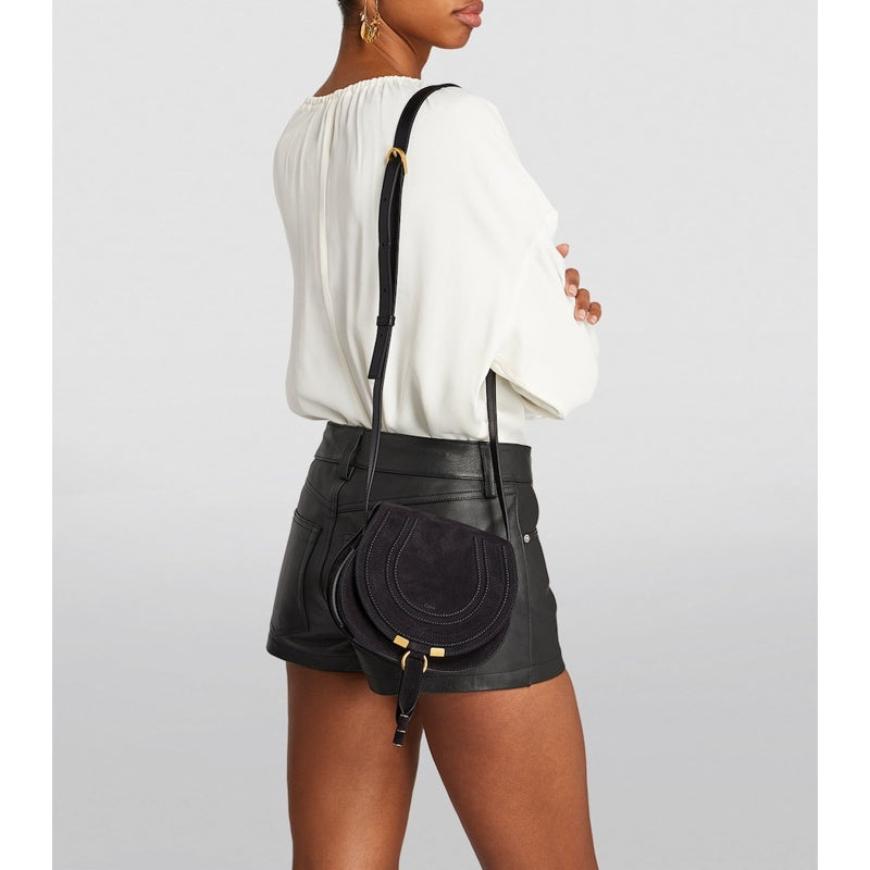 Bolsa Crossbody Small Suede Marcie Saddle